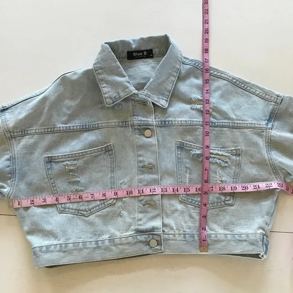 FESTIVAL 🔥 CONCERT RHINESTONE FRINGE 100% COTTON DENIM JACKET - Picture 10 of 14